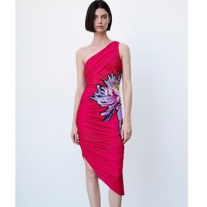 ZARA SIDE FLOWER DRAPED DRESS